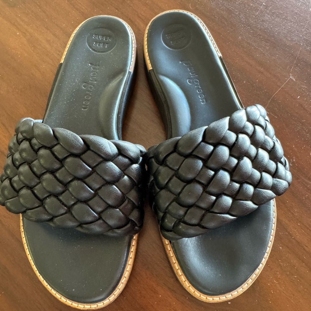Paul Green Black Woven Sandals